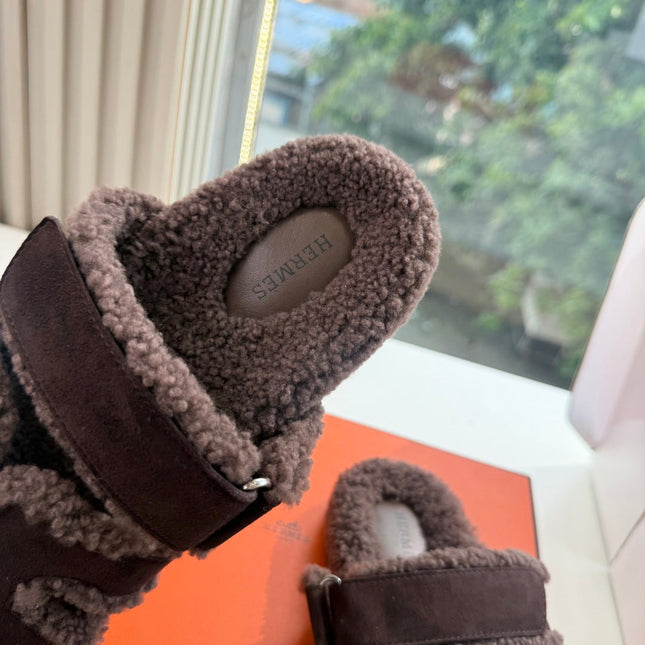 HM 26S SANDAL IN DARK BROWN WOOL AND SUEDE