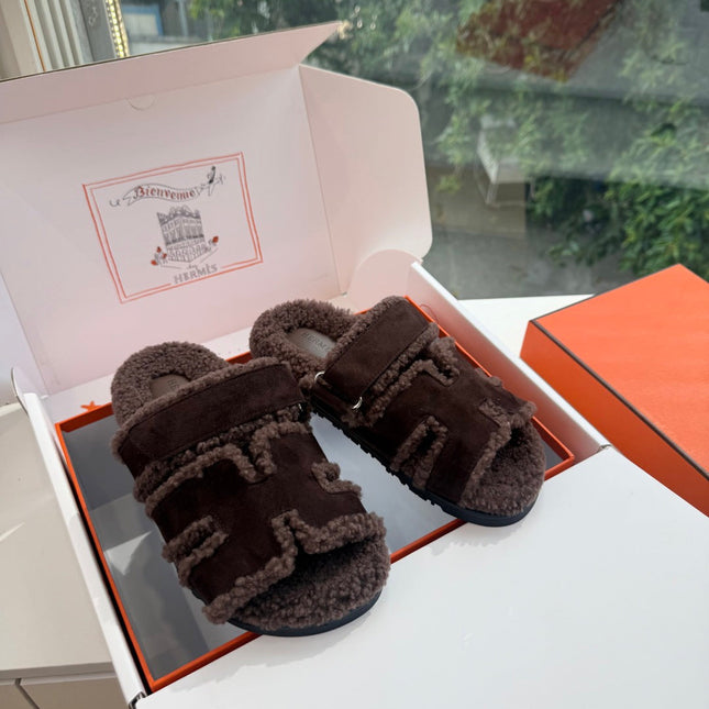 HM 26S SANDAL IN DARK BROWN WOOL AND SUEDE
