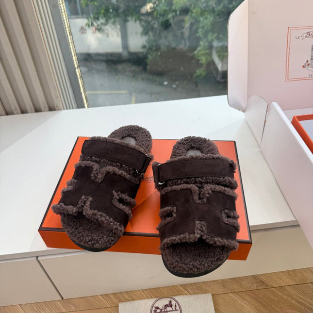 HM 26S SANDAL IN DARK BROWN WOOL AND SUEDE