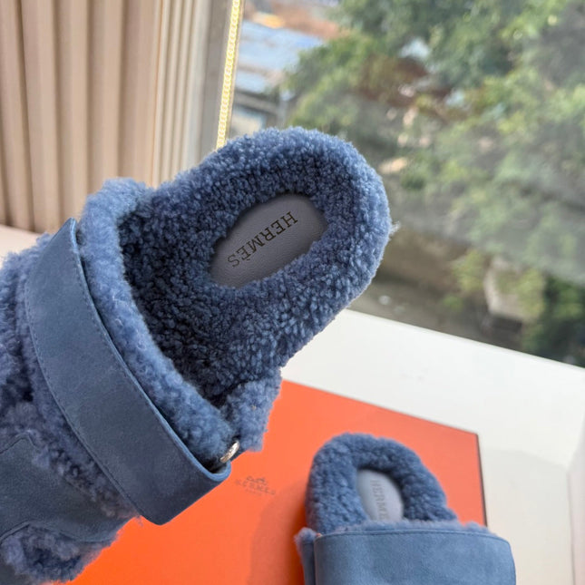 HM 26S SANDAL IN NAVY BLUE WOOL AND BLACK SUEDE