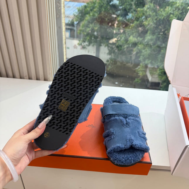 HM 26S SANDAL IN NAVY BLUE WOOL AND BLACK SUEDE