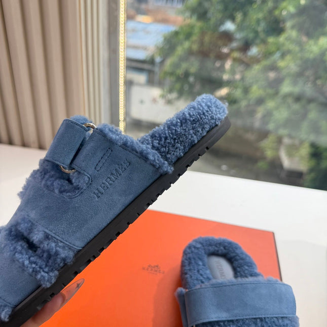 HM 26S SANDAL IN NAVY BLUE WOOL AND BLACK SUEDE