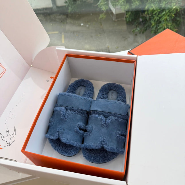 HM 26S SANDAL IN NAVY BLUE WOOL AND BLACK SUEDE