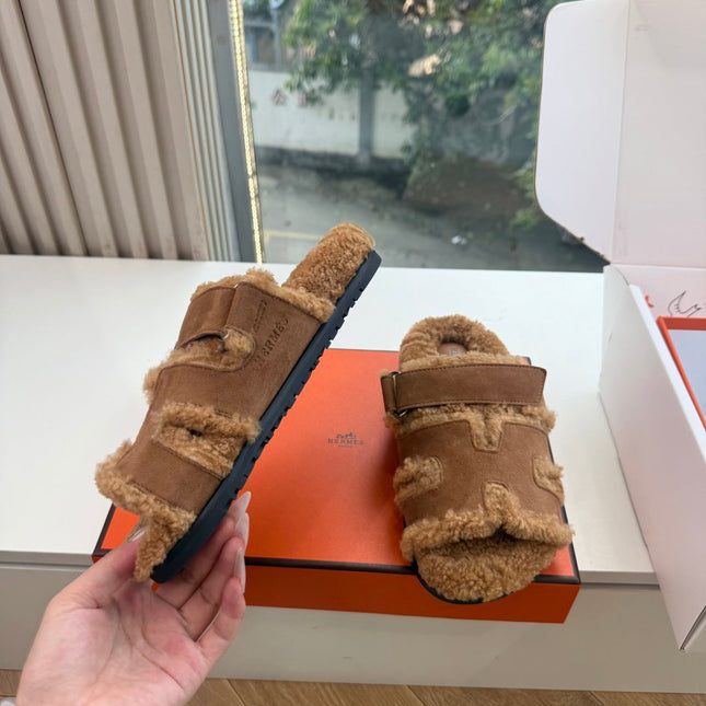 HM 26S SANDAL IN BROWN WOOL AND SUEDE