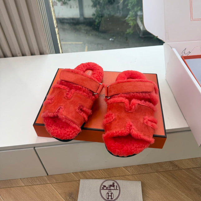 HM 26S SANDAL IN ORANGE RED WOOL AND SUEDE