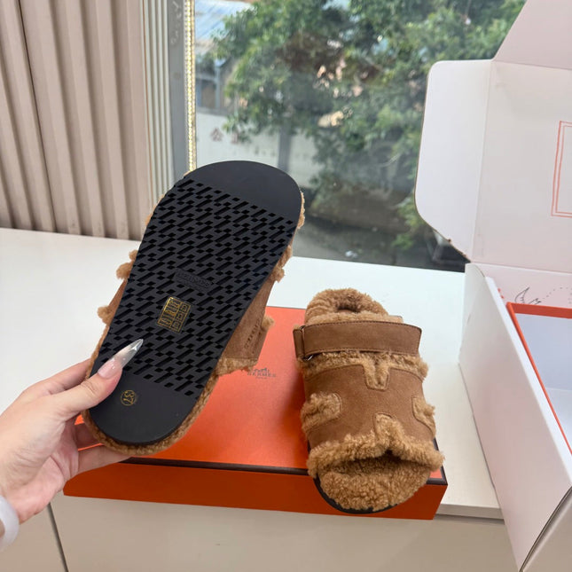 HM 26S SANDAL IN BROWN WOOL AND SUEDE