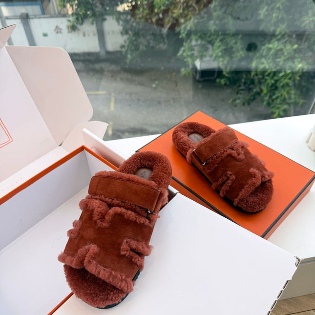 HM 26S SANDAL IN RUST BROWN WOOL AND SUEDE