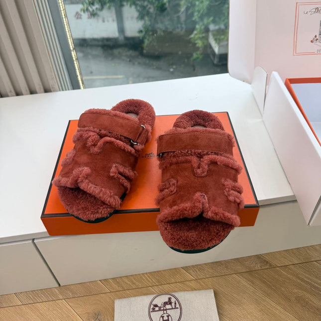 HM 26S SANDAL IN RUST BROWN WOOL AND SUEDE