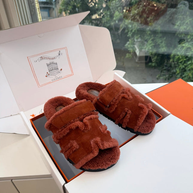 HM 26S SANDAL IN RUST BROWN WOOL AND SUEDE