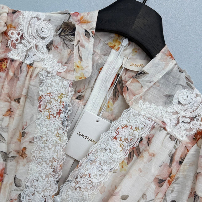 ZIMMERMANN 26S STAND COLLAR LONG-SLEEVE DRESS STYLE 140