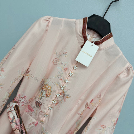 ZIMMERMANN 26S STAND COLLAR LONG-SLEEVE DRESS STYLE 137