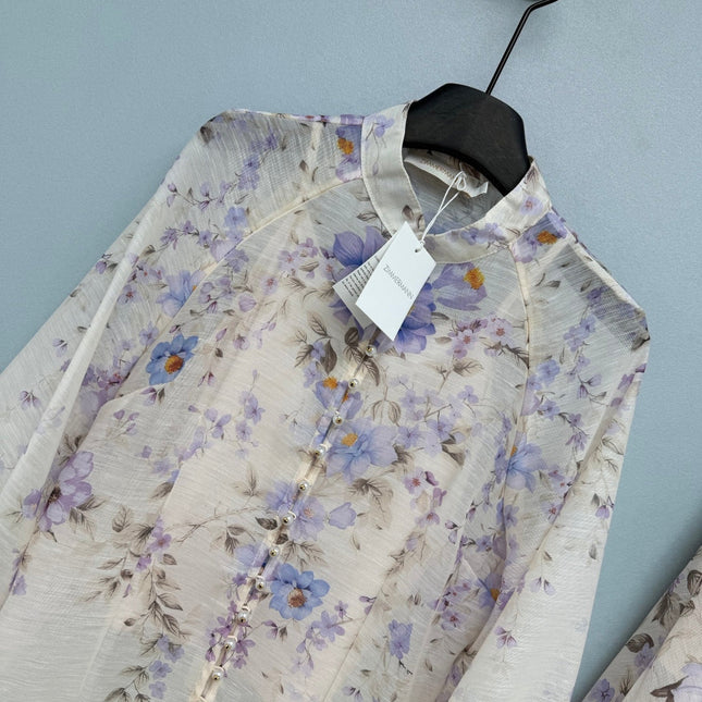 ZIMMERMANN 26S PATTERNED TOP AND SKIRT SET STYLE 24