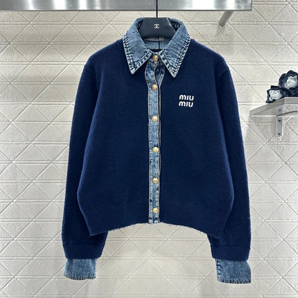 MIUMIU KNIT JACKET WITH DENIM STYLE 737