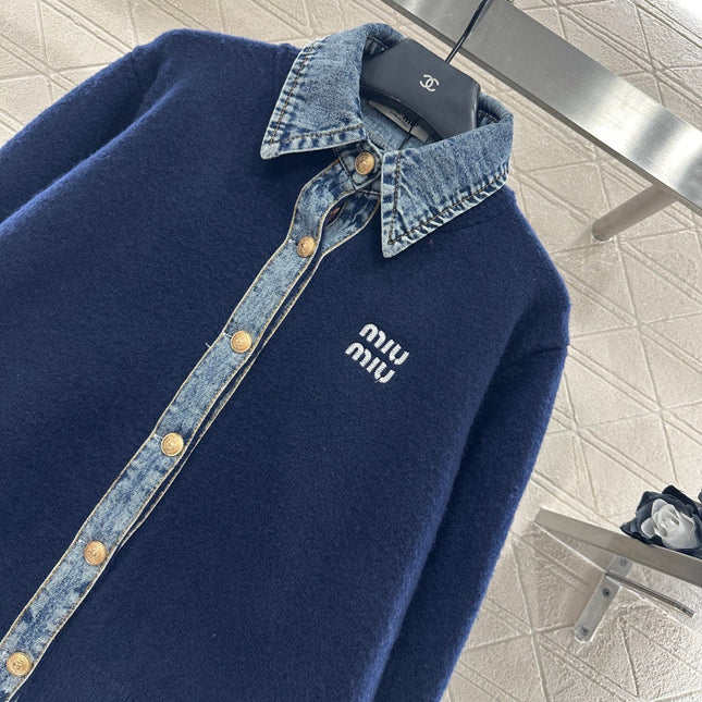 MIUMIU KNIT JACKET WITH DENIM STYLE 737