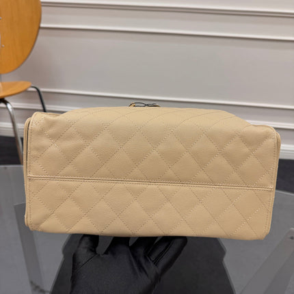 CHANEL 25S HOBO BAG 40 IN GOLDEN BEIGE CAVIAR WITH GOLD HARDWARE