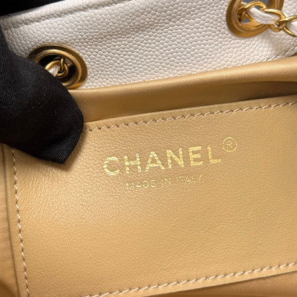 CHANEL 25S HOBO BAG 30 IN WHITE CAVIAR WITH GOLD HARDWARE