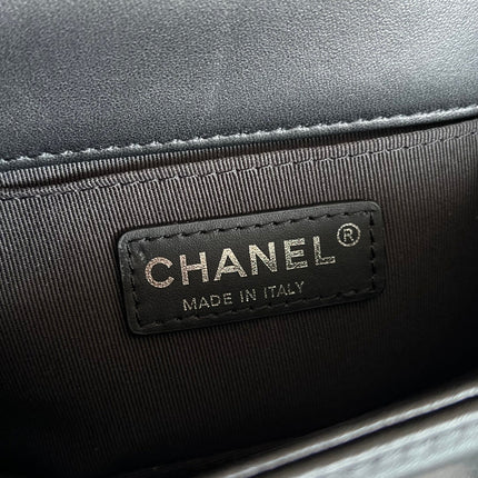 CHANEL 25S BOY BAG 20 IN BLACK LAMBSKIN