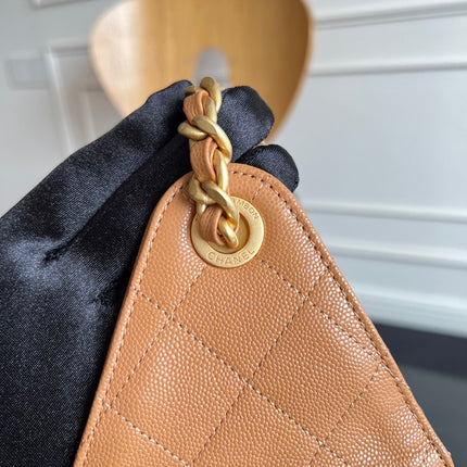 CHANEL 25S HOBO BAG 40 IN CARAMEL BROWN CAVIAR WITH GOLD HARDWARE