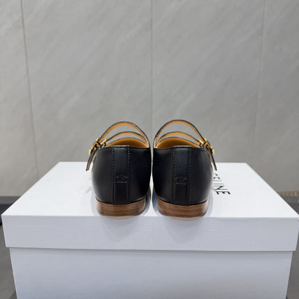CELINE 26S BALLET FLATS IN BLACK CALFSKIN