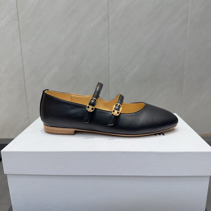 CELINE 26S BALLET FLATS IN BLACK CALFSKIN