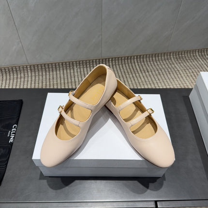 CELINE 26S BALLET FLATS IN BEIGE CALFSKIN