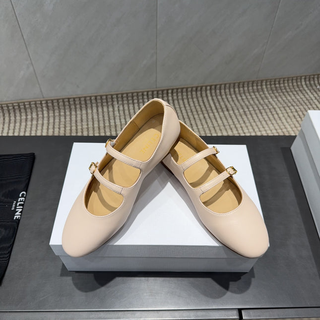 CELINE 26S BALLET FLATS IN BEIGE CALFSKIN