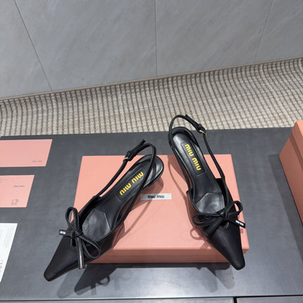 MIUMIU 26S SLINGBACK 55MM IN BLACK CALFSKIN WITH BOW