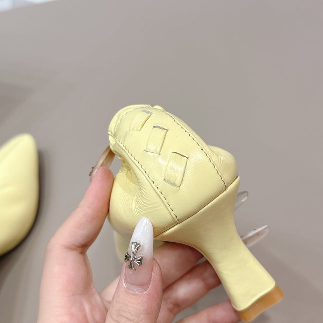BOTTEGA VENETA 26S HIGH HEELS 40 MM IN LIGHT YELLOW CALFSKIN
