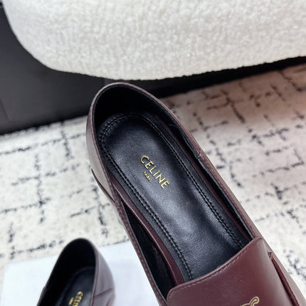 CELINE 26S AURA TRIOMPHE LOAFERS IN BURGUNDY BROWN LAMBSKIN
