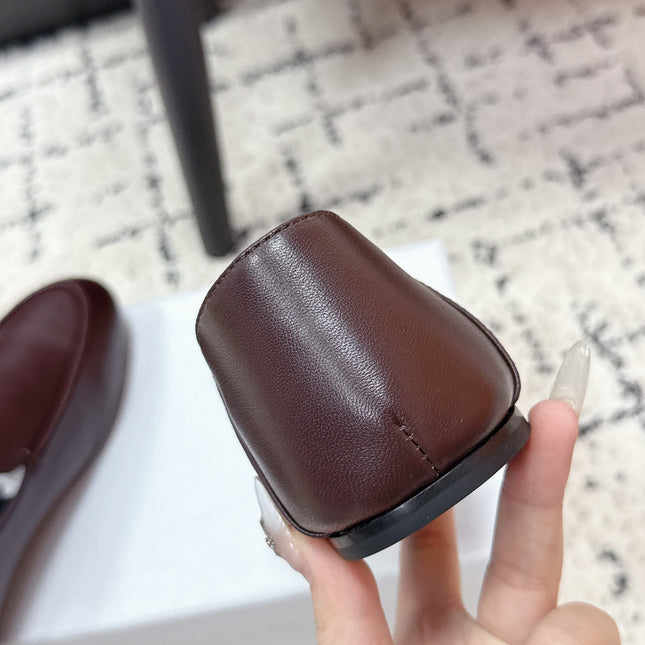 CELINE 26S AURA TRIOMPHE LOAFERS IN BURGUNDY BROWN LAMBSKIN