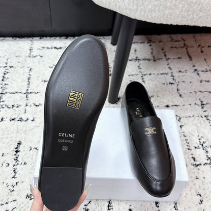 CELINE 26S AURA TRIOMPHE LOAFERS IN BLACK LAMBSKIN