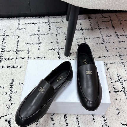 CELINE 26S AURA TRIOMPHE LOAFERS IN BLACK LAMBSKIN