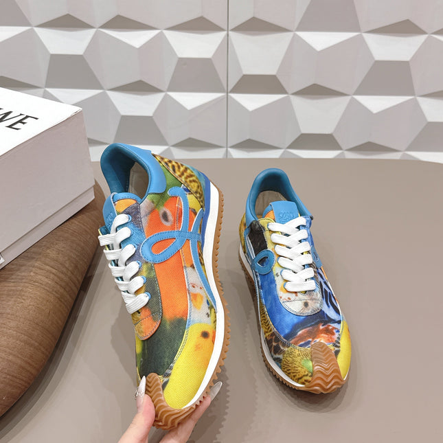 LOEWE 26S FLOW RUNNER SNEAKER IN MULTICOLOR FABRIC AND CALFSKIN STYLE 3