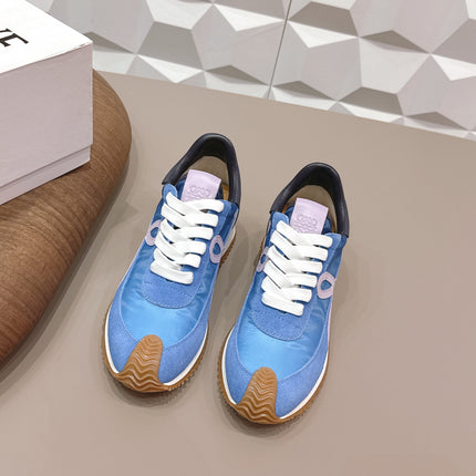 LOEWE 26S FLOW RUNNER SNEAKER IN BLUE SUEDE AND CALFSKIN STYLE 1