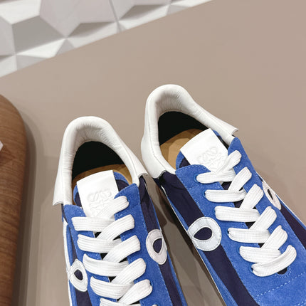 LOEWE 26S FLOW RUNNER SNEAKER IN BLUE SUEDE AND WHITE CALFSKIN