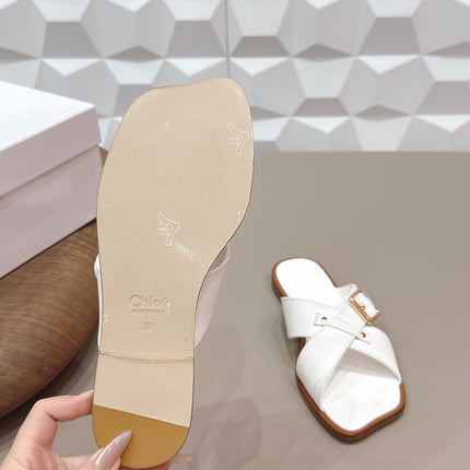 CHLOÉ 26S SANDALS IN WHITE CALFSKIN
