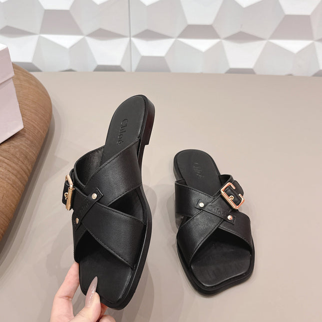 CHLOÉ 26S SANDALS IN BLACK CALFSKIN