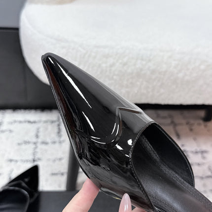 ALAIA 26S HEELED MULES 65 MM IN BLACK GLOSSY CALFSKIN