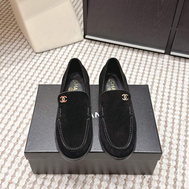 CHANEL 26S LOAFERS IN BLACK SUEDE