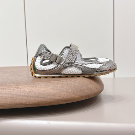 BOTTEGA VENETA 26S ORBIT FLASH MARY JANE IN GREY AND WHITE BREATHABLE MESH