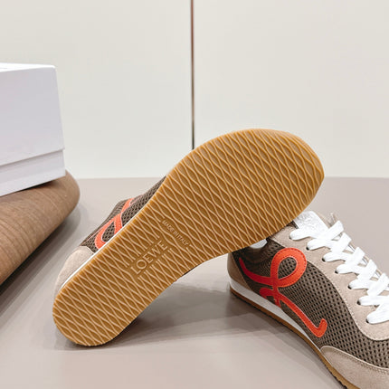 LOEWE 26S BALLET RUNNER 2.0 IN LIGHT BROWN SUEDE AND DARK BROWN MESH
