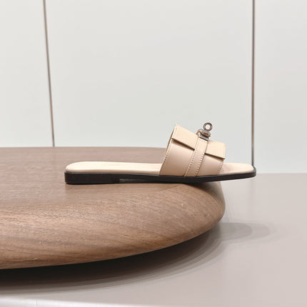 HM 26S GIULIA SANDAL IN NUDE BEIGE CALFSKIN SILVER HARDWARE