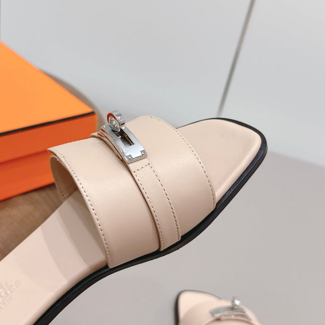 HM 26S GIULIA SANDAL IN NUDE BEIGE CALFSKIN SILVER HARDWARE