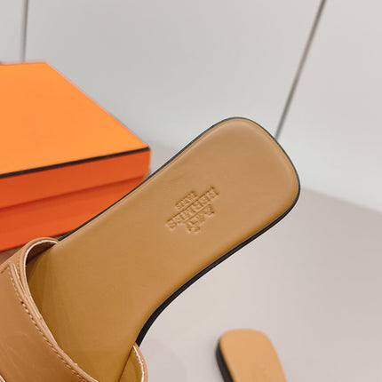 HM 26S GIULIA SANDAL IN TAN BROWN CALFSKIN SILVER HARDWARE