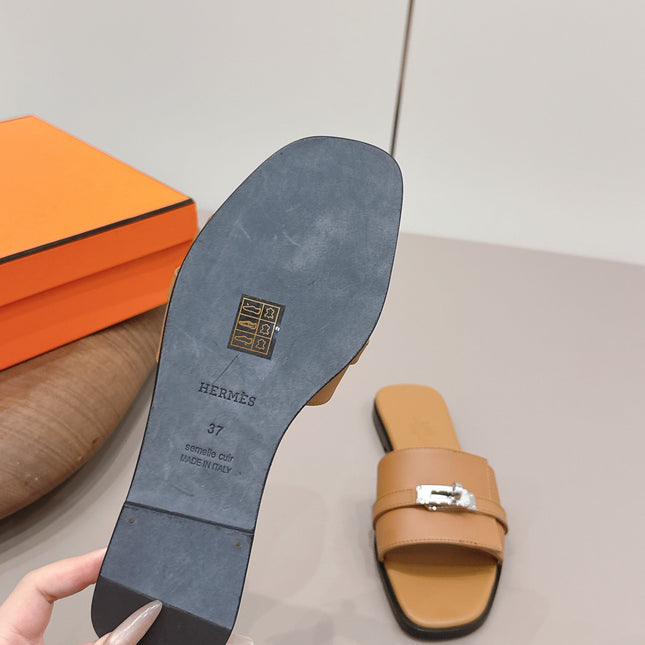 HM 26S GIULIA SANDAL IN TAN BROWN CALFSKIN SILVER HARDWARE