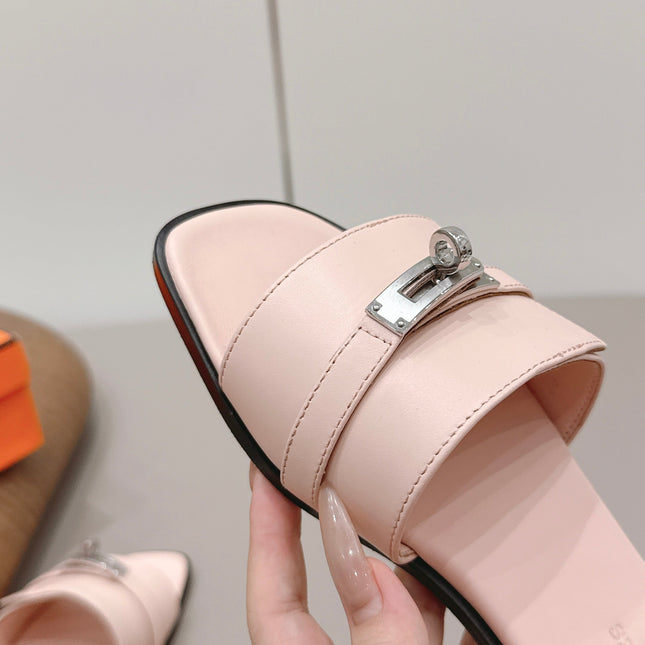 HM 26S GIULIA SANDAL IN LIGHT PINK CALFSKIN SILVER HARDWARE