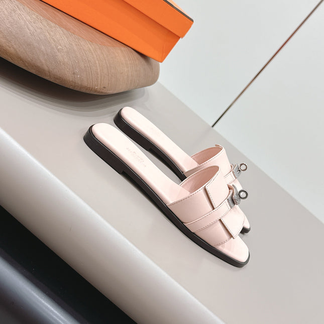 HM 26S GIULIA SANDAL IN LIGHT PINK CALFSKIN SILVER HARDWARE