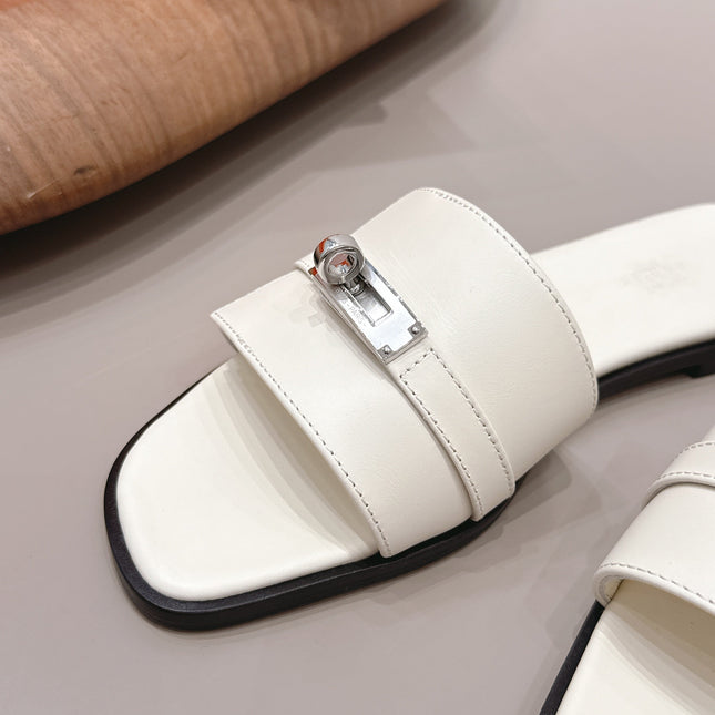 HM 26S GIULIA SANDAL IN IVORY WHITE CALFSKIN SILVER HARDWARE