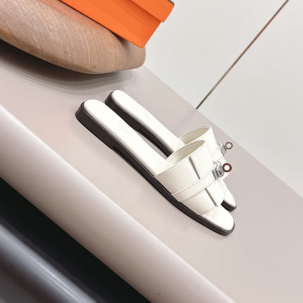 HM 26S GIULIA SANDAL IN IVORY WHITE CALFSKIN SILVER HARDWARE