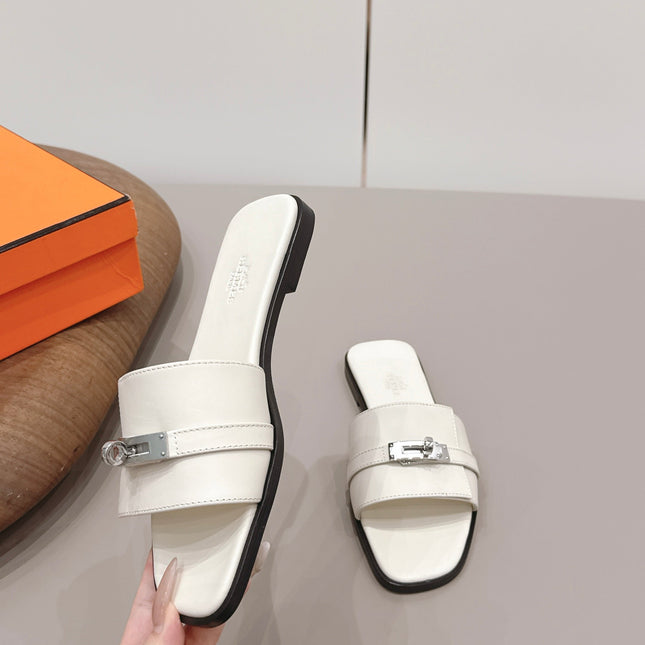 HM 26S GIULIA SANDAL IN IVORY WHITE CALFSKIN SILVER HARDWARE